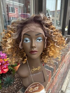 Curly Lace Front Wig - Honey Blonde Ombre